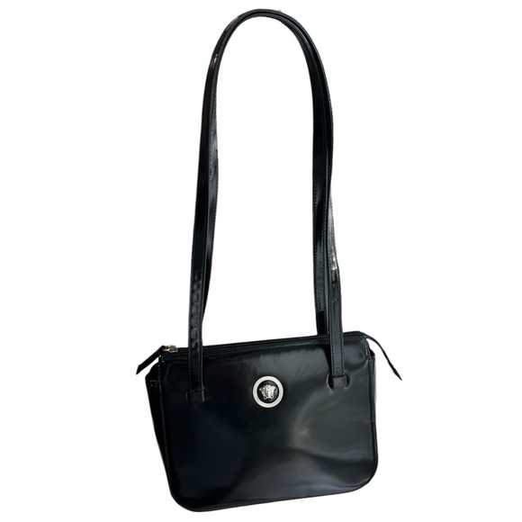 Versace Patent Leather Shoulder Bag with Silver Hardware - Picture 3 of 11